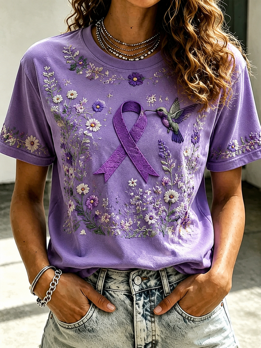 Women's Floral print short-sleeved T-shirt