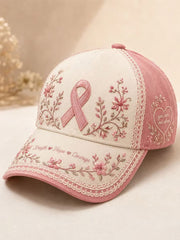 Unisex Breast Cancer Awareness Support Pink Ribbon & Floral Print  Hat