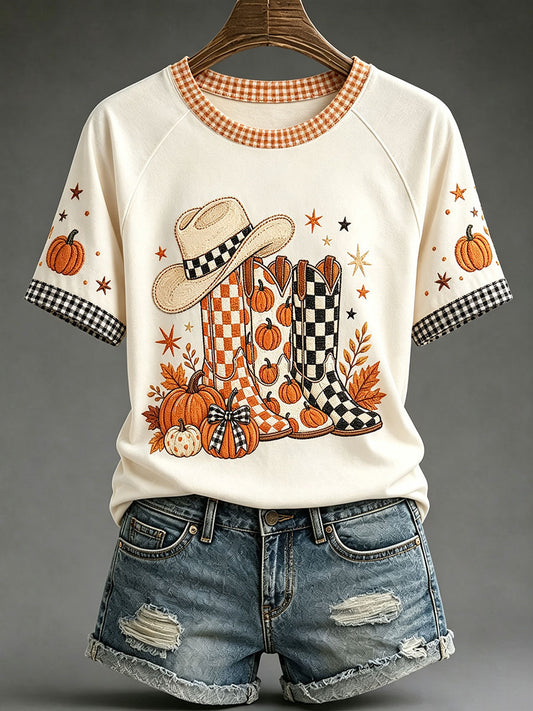 Women's Fall Pumpkin and Boots T-Shirts