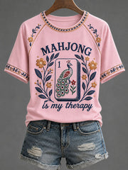 Women's Mahjong Print Casual T-Shirt