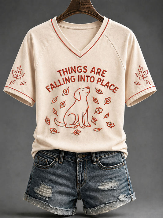 Women's'Things Are Falling Into Place'Autumn Animal Series Casual T-shirt