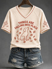 Women's'Things Are Falling Into Place'Autumn Animal Series Casual T-shirt