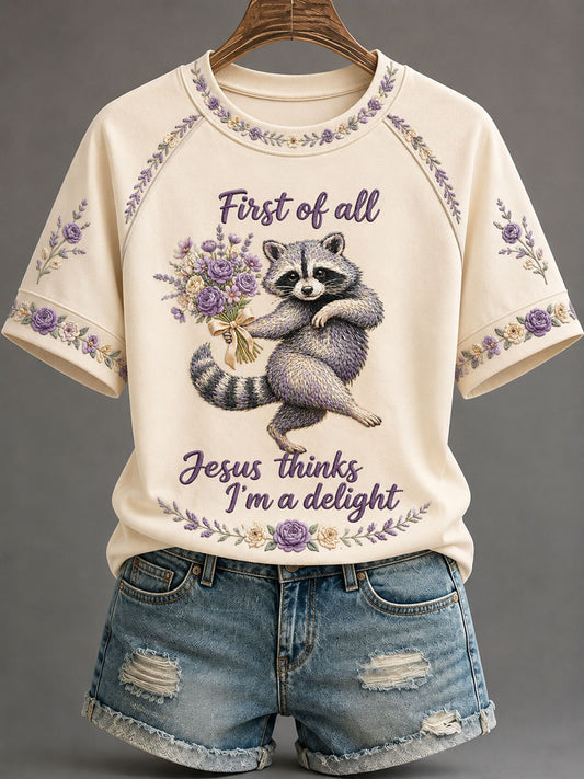 Women's 'Jesus Thinks I'm A Delight' Printed Casual T-Shirt