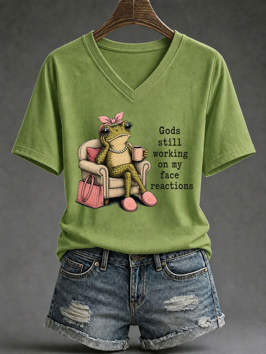 Women's Frog Christ Print Casual T-Shirt