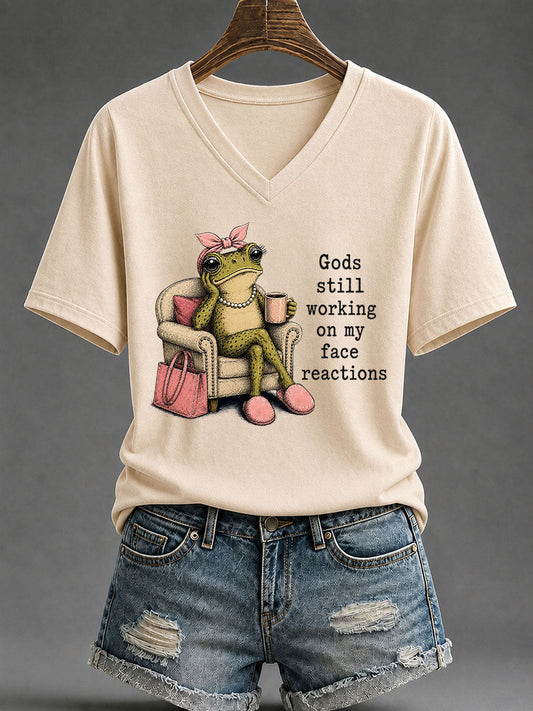 Women's Frog Christ Print Casual T-Shirt