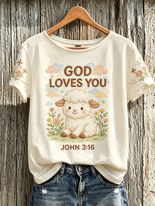 Women's Faith Slogan Pattern Printed Leisure Round Neck Short sleeve T-shirt
