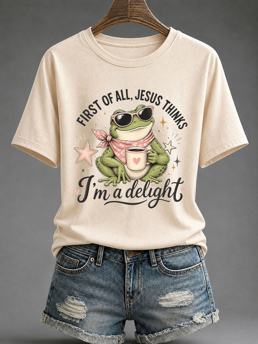 Women's 'Jesus Thinks I'm A Delight' Printed Casual T-Shirt
