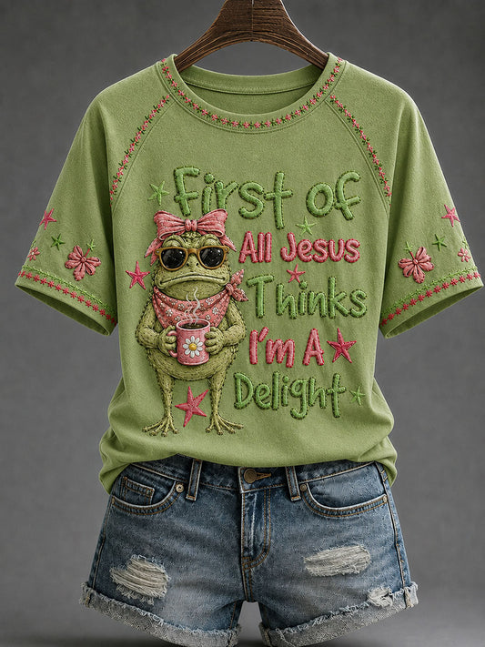 Women's 'Jesus Thinks I'm A Delight' Printed Casual T-Shirt