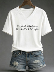 Women's 'Jesus Thinks I'm A Delight' Printed Casual T-Shirt
