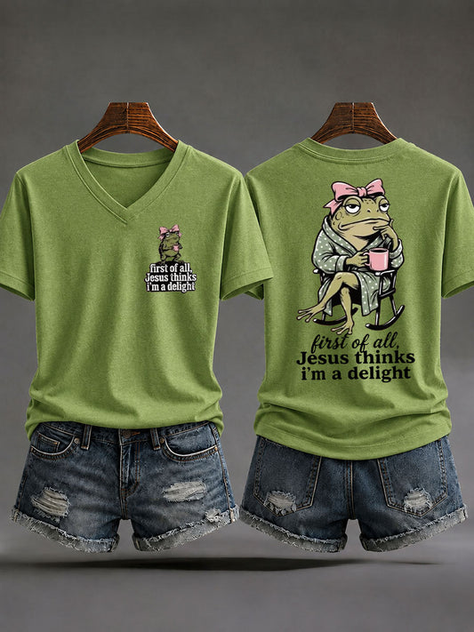 Women's 'Jesus Thinks I'm A Delight' Printed Casual T-Shirt