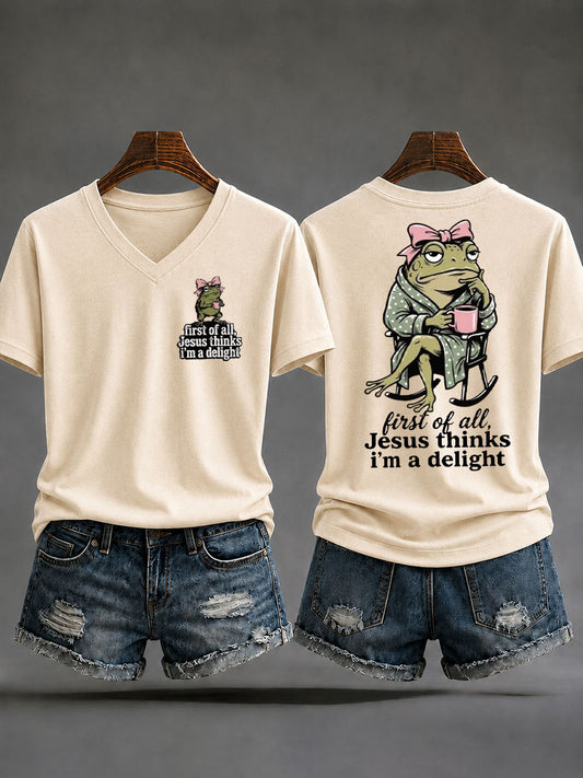Women's 'Jesus Thinks I'm A Delight' Printed Casual T-Shirt