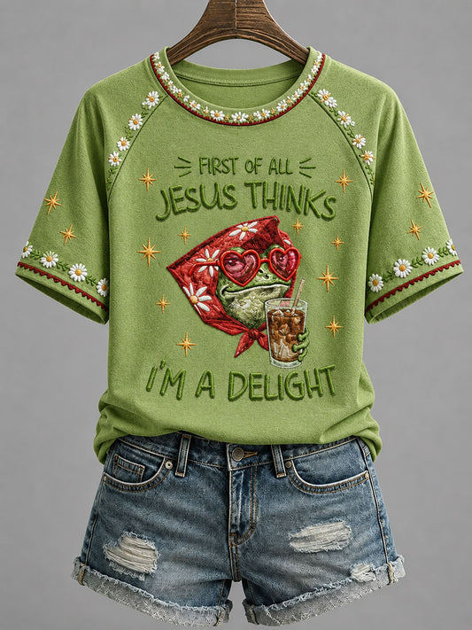 Women's 'Jesus Thinks I'm A Delight' Printed Casual T-Shirt