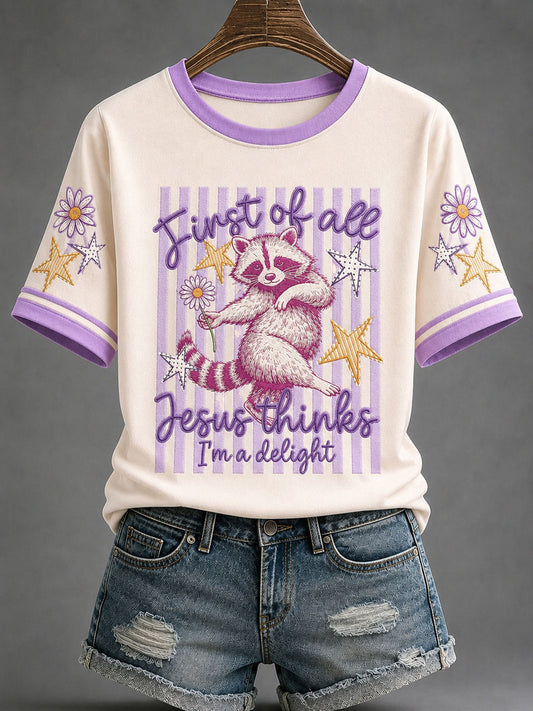 Women's 'Jesus Thinks I'm A Delight' Printed Casual T-Shirt