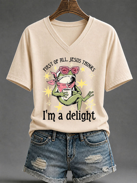 Women's 'Jesus Thinks I'm A Delight' Printed Casual T-Shirt