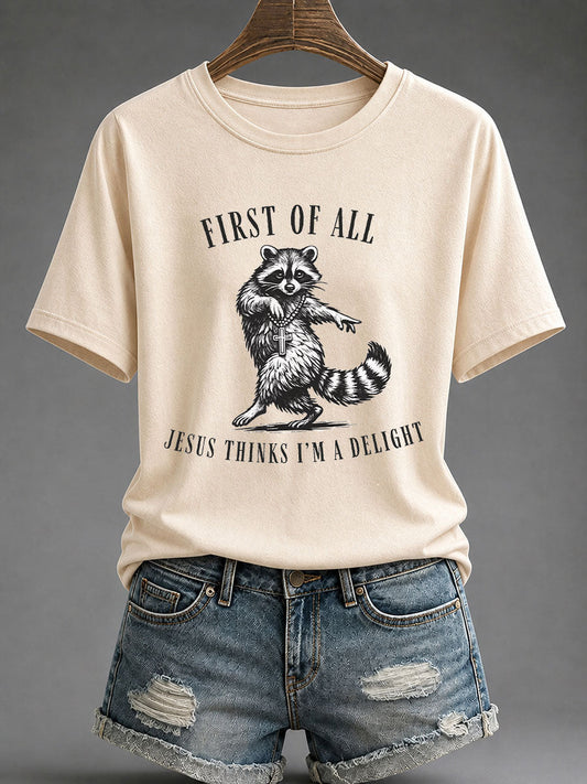 Women's 'Jesus Thinks I'm A Delight' Printed Casual T-Shirt