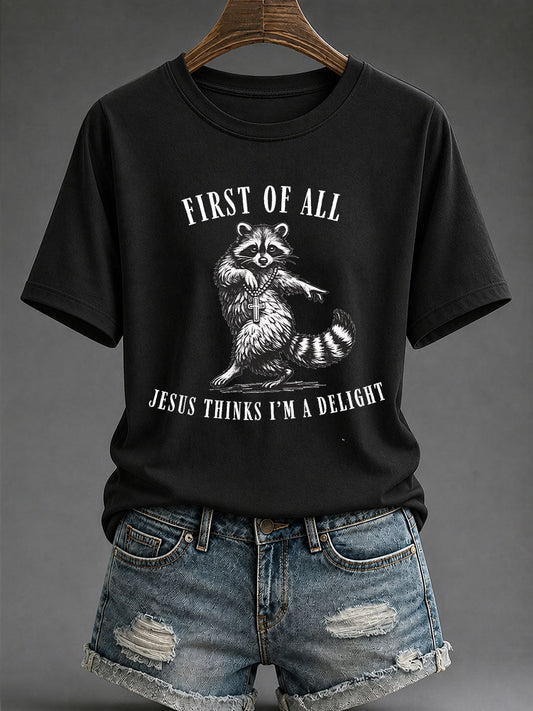 Women's 'Jesus Thinks I'm A Delight' Printed Casual T-Shirt