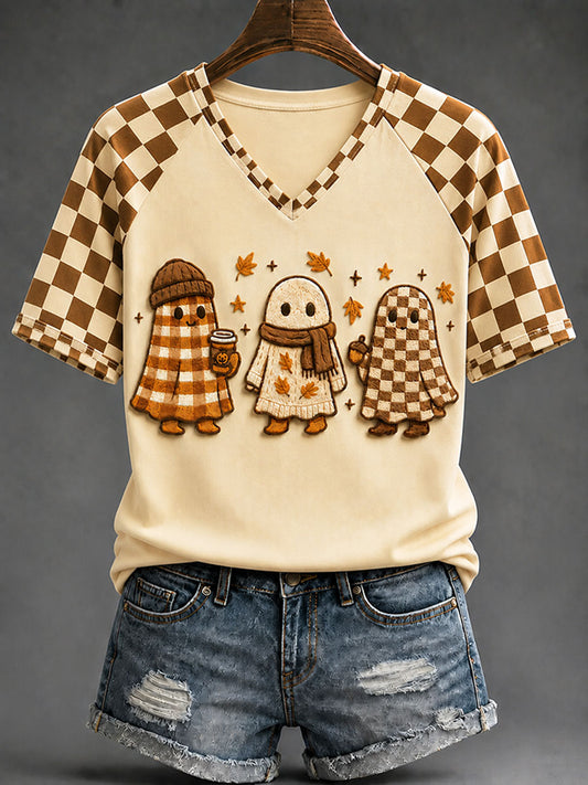 Women's Autumn-Themed Casual T-Shirt