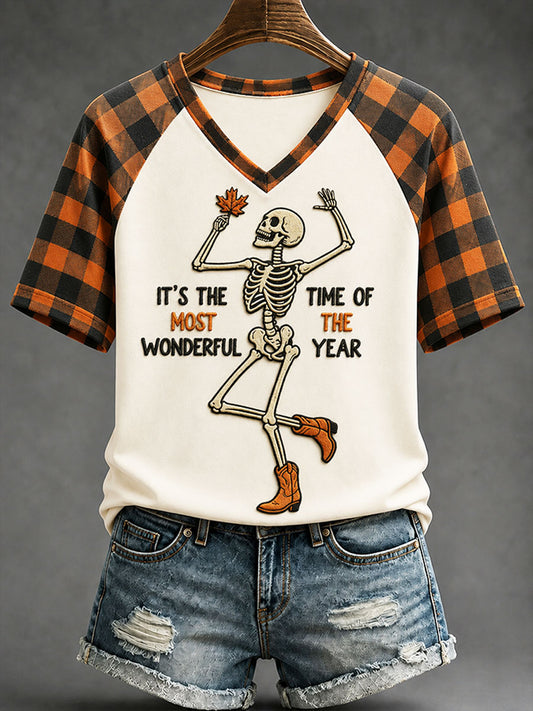 Women's Autumn-Themed Casual T-Shirt