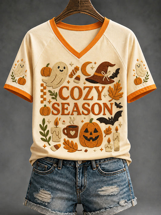 Women's Autumn-Themed Casual T-Shirt