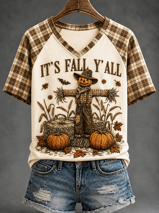 Women's Autumn-Themed Casual T-Shirt