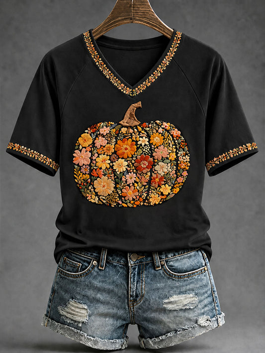 Women's Autumn-Themed Casual T-Shirt