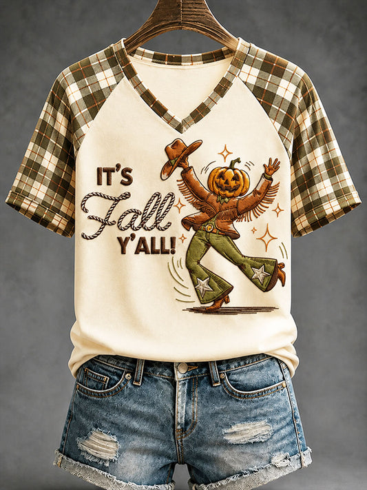 Women's Autumn-Themed Casual T-Shirt