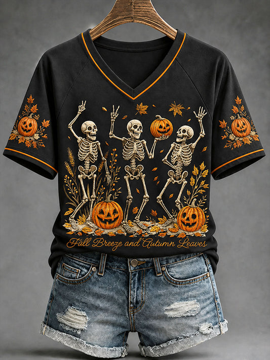 Women's Autumn-Themed Casual T-Shirt