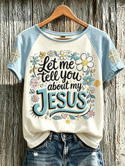 Women's Faith Slogan Pattern Printed Leisure Round Neck Short sleeve T-shirt