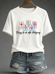 Women's Mahjong Print Casual T-Shirt