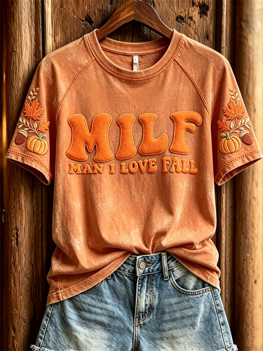 Women's MILF Man I Love Fall Cozy Fall Elements Print short sleeve T-shirt