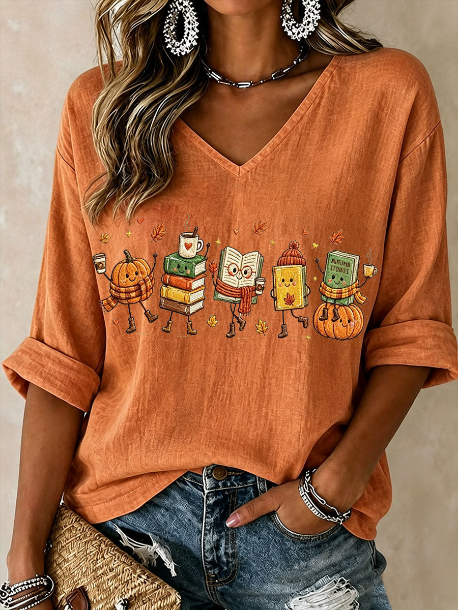 Women's Fall Linen Short-sleeved T-shirt