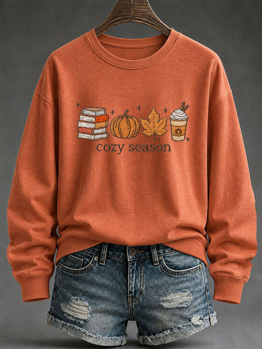 Women's Cozy Season Printed Casual Sweatshirt