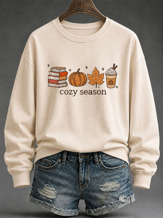 Women's Cozy Season Printed Casual Sweatshirt