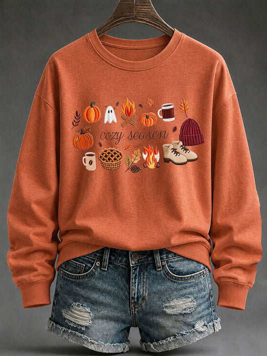 Women's Cozy Season Printed Casual Sweatshirt