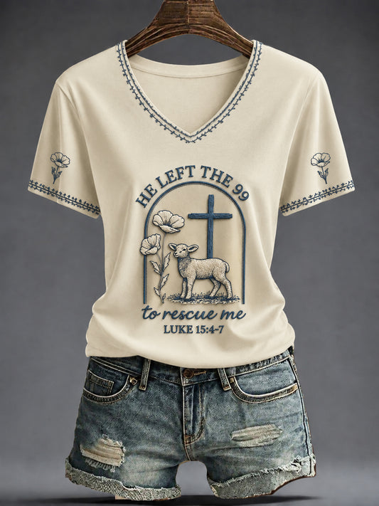Women's Faith Printed V-neck T-shirt
