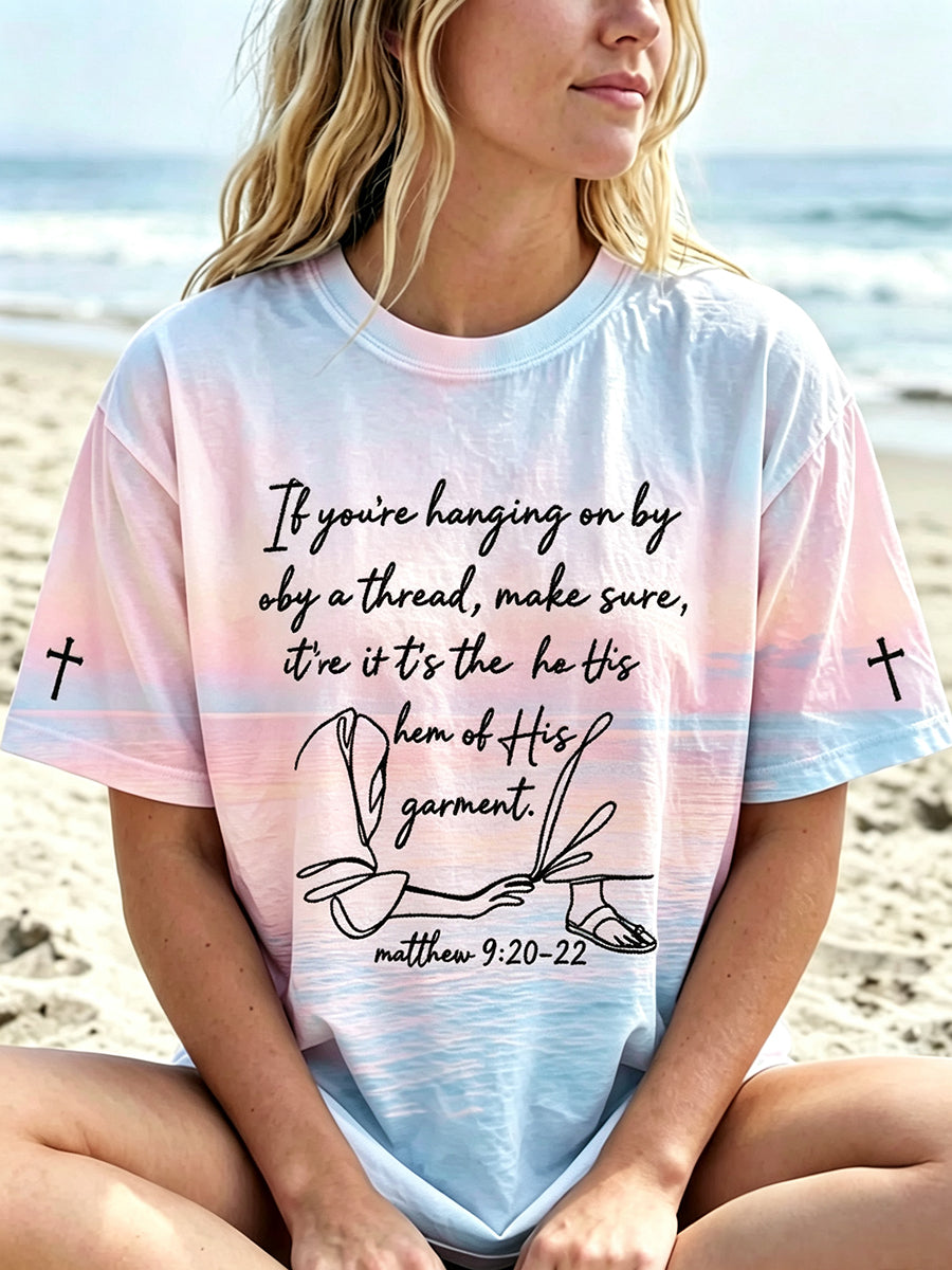 Women's Hem of His Garment Faith Art Print Gradient Short-sleeved T-shirt