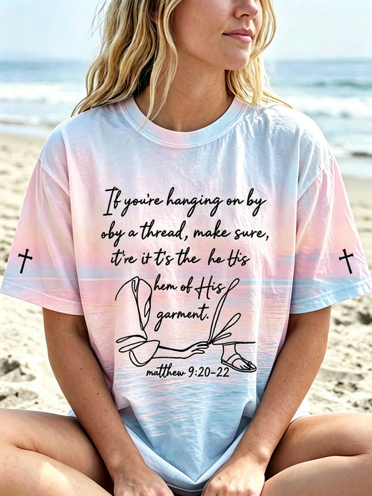 Women's Hem of His Garment Faith Art Print Gradient Short-sleeved T-shirt