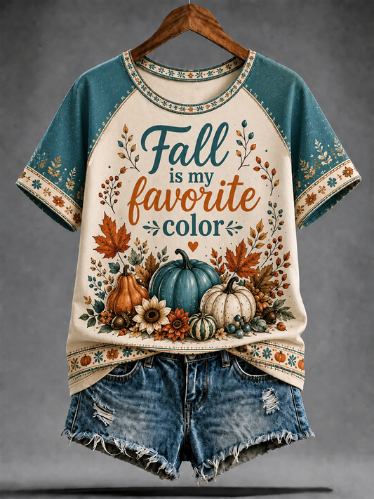 Women's Fall is my favorite color round neck short sleeve T-shirt
