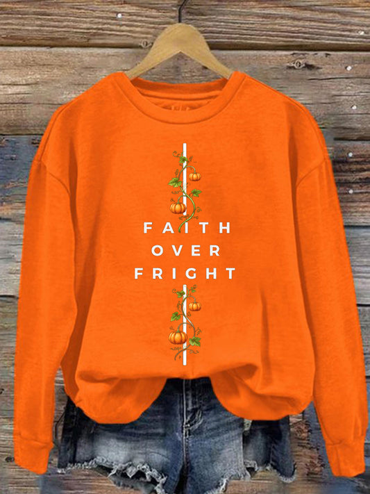 Women's Faith Over Fright Print Sweatshirt