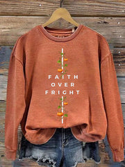 Women's Faith Over Fright Print Sweatshirt