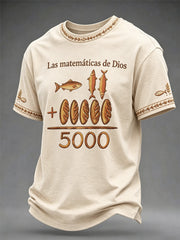 Men's Jesus 2 Fishes 5 Breads 5000 Chosen Against The Current Print Casual Tee