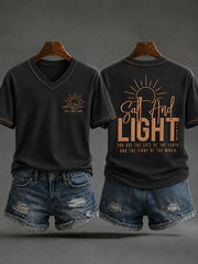 Women's Christian Salt and Light  V-neck Short Sleeve T-shirt
