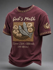 Men's Jesus 2 Fishes 5 Breads 5000 Chosen Against The Current Print Casual Tee
