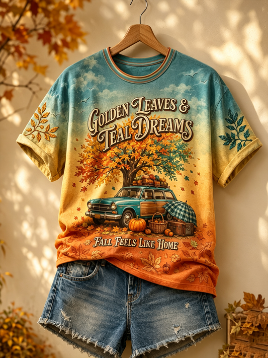Women's Fall Printed short-sleeved T-shirt