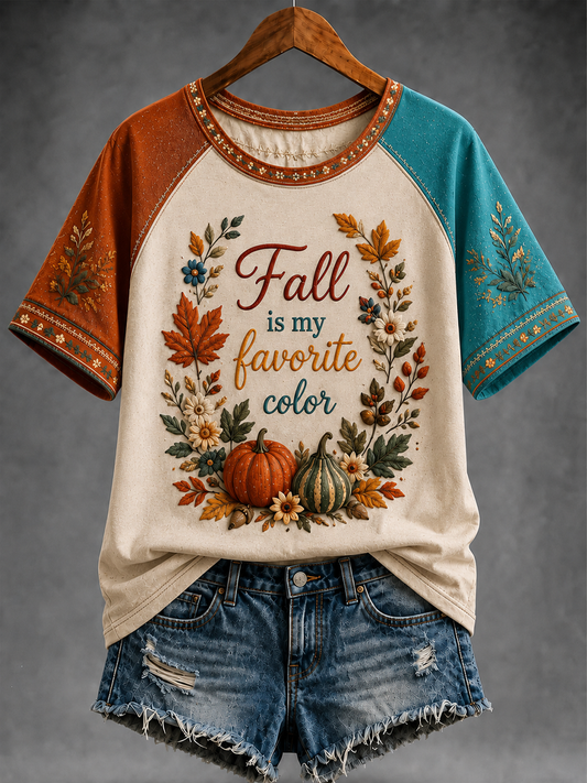 Women's Fall Is My Favorite Color round neck short sleeve T-shirt