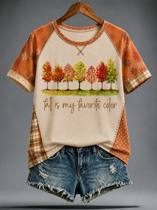 Women's Fall Is My Favorite Color round neck short sleeve T-shirt