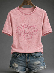 Women’s Mahjong Social Club Printed Casual T-Shirt