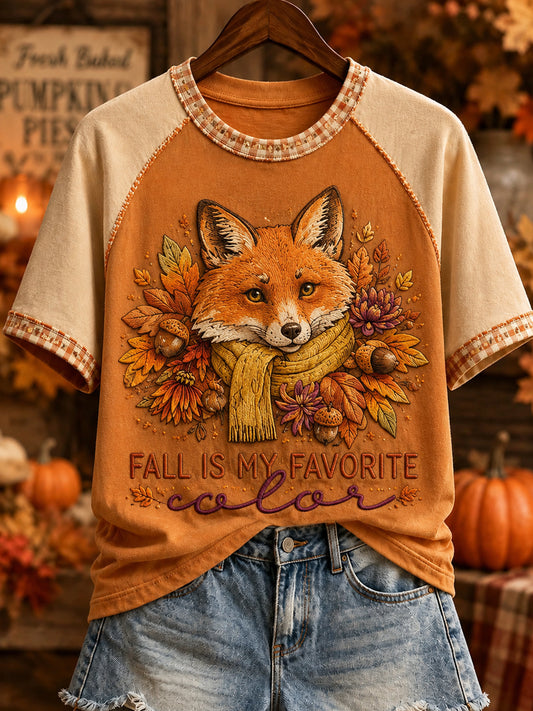 Women's Thanksgiving Pumpkin Maple Leaf  Short Sleeve T-shirt