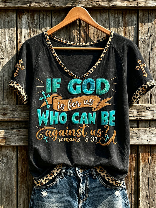 Women's retro western style faith slogan pattern printed casual short-sleeve T-shirt