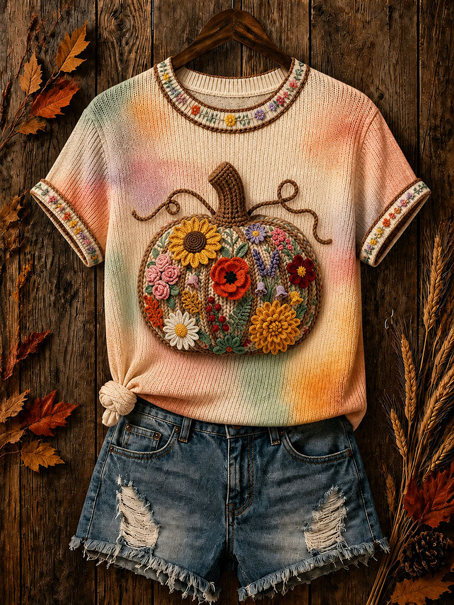 Women's Fall Floral Pumpkin Tops
